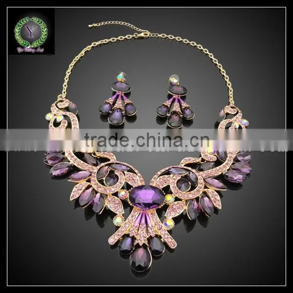 Fashion Jewelry 2016 Crystal Jewellery Purple Women Accessories KHK720