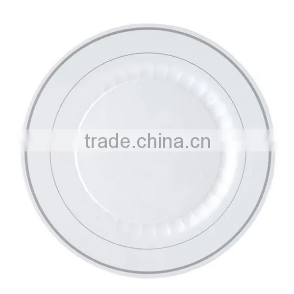 6'' Round Disposable Plastic Plate With Gold and Silver Rim photo-6