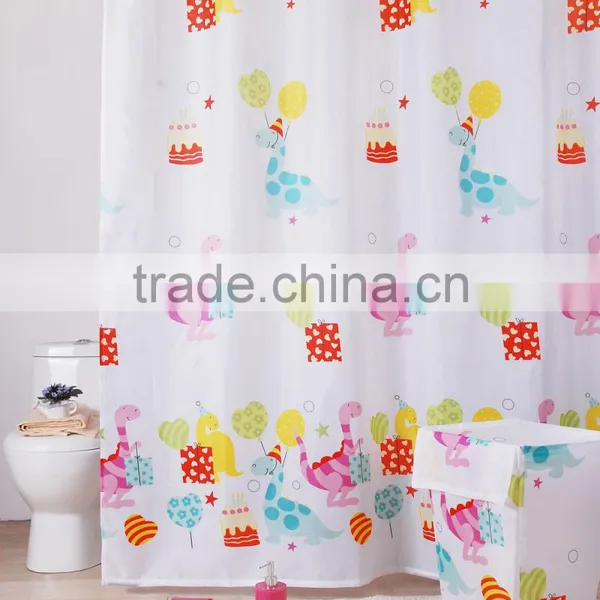 Cartoon Design White Color With Water Repellent PA Coating Shower Curtains