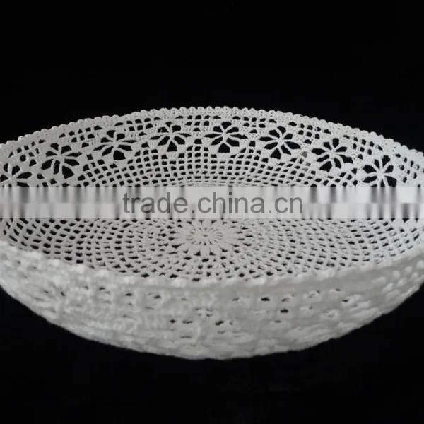 Crocheted Lacy Treasure Box, Thread Crochet Storage Bowls