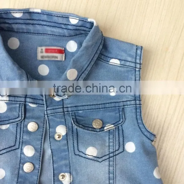 Girls Vest Baby Sleeveless Denim Jacket for Child Spring Dotted Denim Jacket Quality Choice photo-5