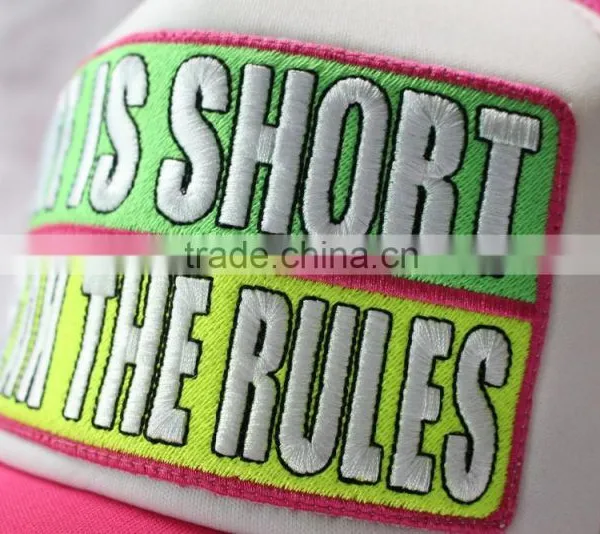 Top Popular Four Color Neon Trucker Cap With Embroidery and Applique photo-6