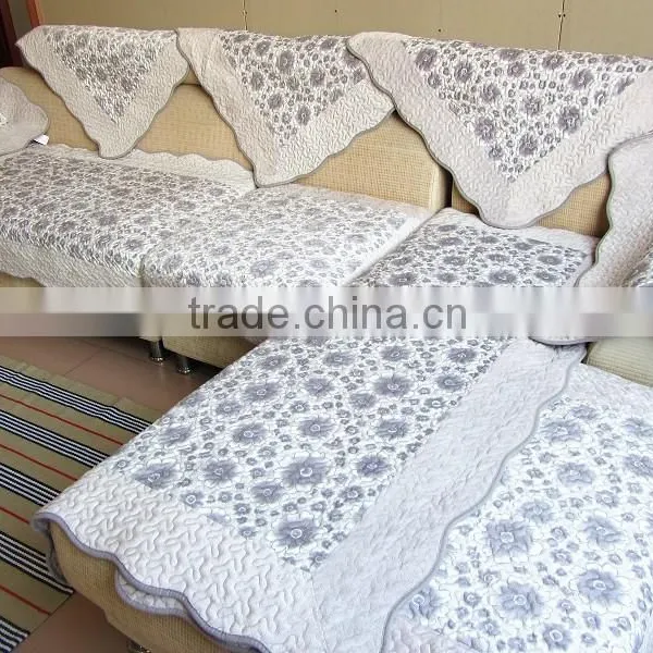 Print Microfleece Grid Stiches Sofa Cover