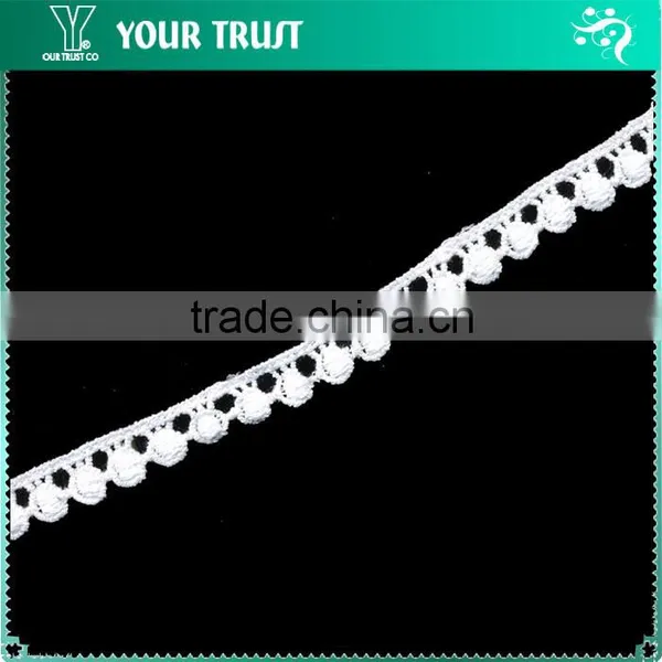 Width 6.0 Centimeter Embroidery Dot Row White Cotton Trimming Lace photo-5
