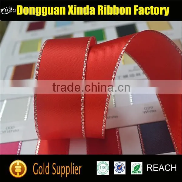Sliver or Gold Wholesale Custom Satin Ribbon Wired photo-2