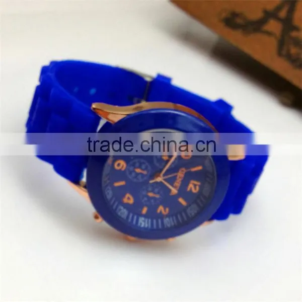 Hot Style Silicone Watch GENEVA Fashion Student Three Eye Quartz Watch Silicone Rubber Wristband Watch photo-2