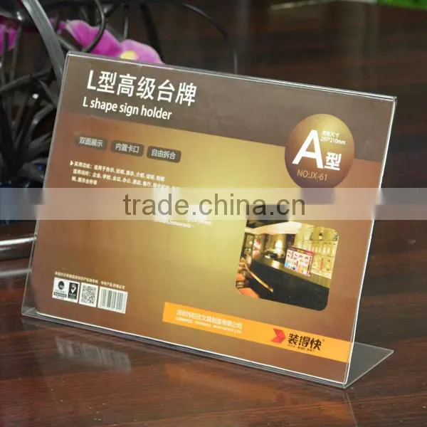 Transparent L Shape Sign Holder For Desktop Showing photo-6