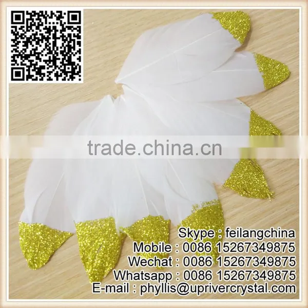 Sale Gold Glitter Goose Tip Feather photo-2