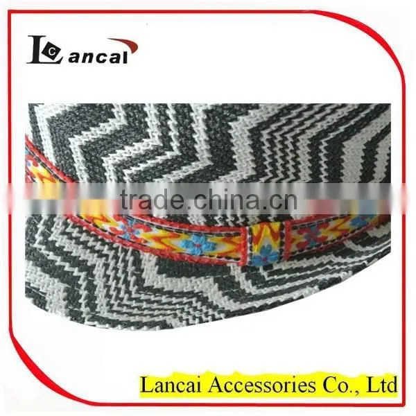 2016 Wholesale White and Black Zigzag Straw Mens' Trilby photo-2