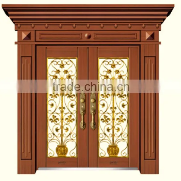 Modern House Front Door Design Double Tempered Glass Copp Door photo-5