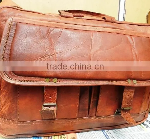 Real Goat Leather Vintage Style Weekend Bags/leather Travel Bags/luggage Bags photo-2