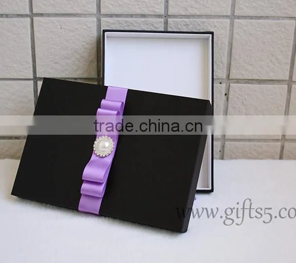 Elegant Custom Black Wedding Invitation Box With Ribbon photo-6