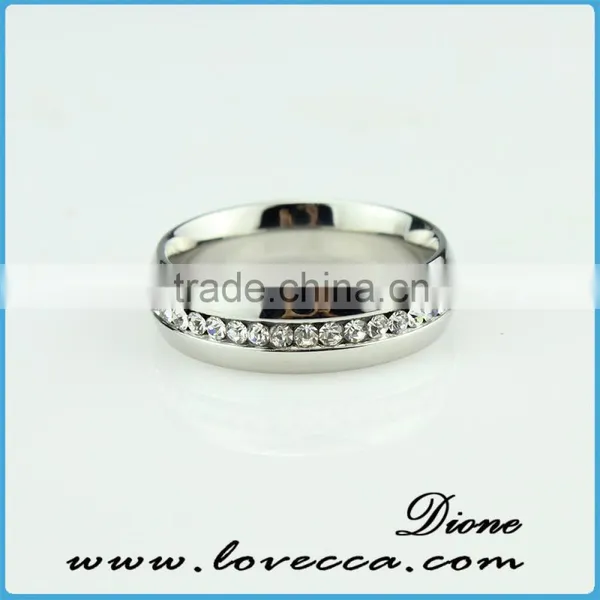Custom Stainless Steel Jewelry Women Fashion Crystal Wedding Ring
