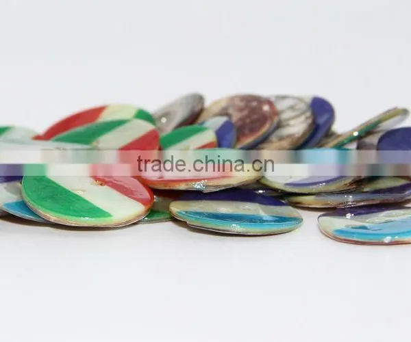 Fancy High Quality Flag Print Colorful Japanese Agoya Shell Button photo-3