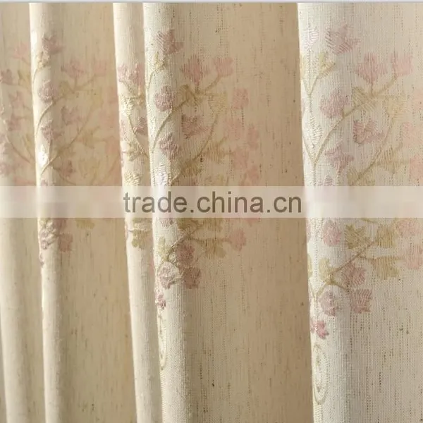 French Pleated Embroidery Woven Curtain Fabric for House Readymade Drape photo-6