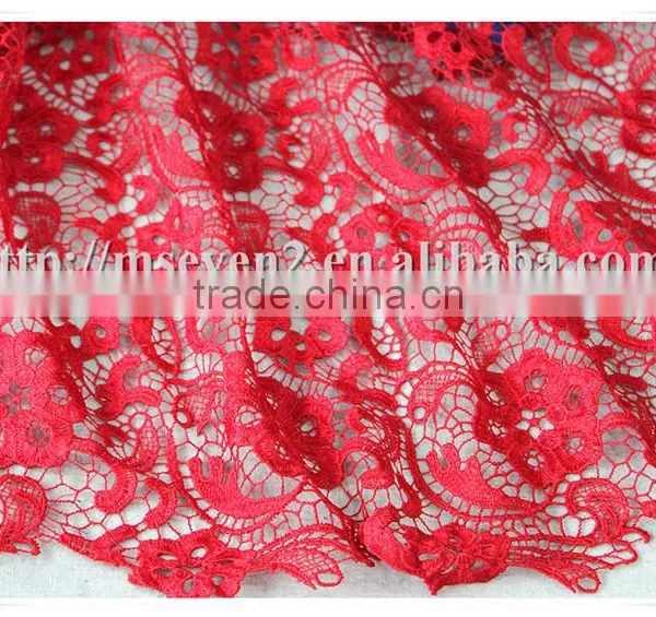 New Design Embroidered Pattern Red Polyester African Lace Fabrics for Dress photo-4