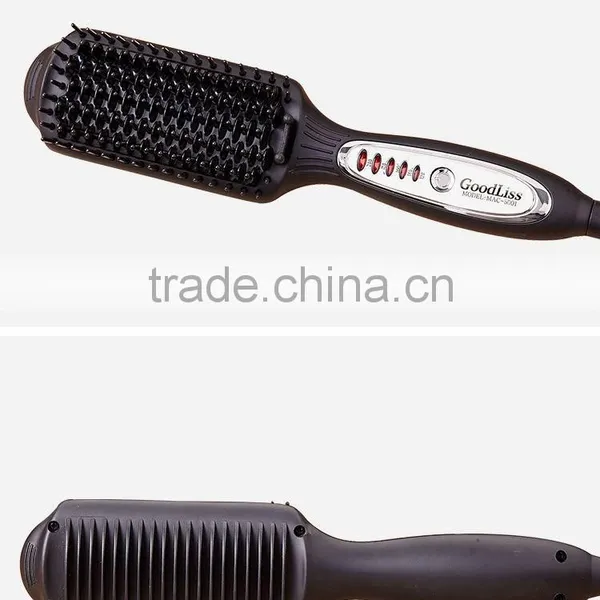 Black Auto Electric Hair Curling Brush With Hair Straightener Function photo-4