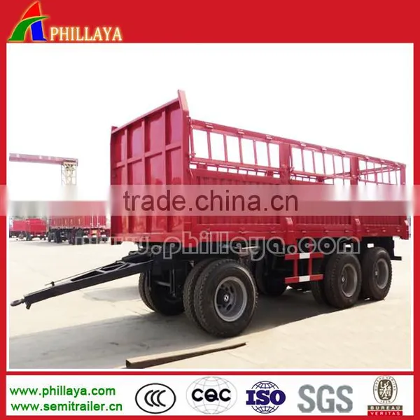 30 Tons Side Wall Bulk Cargo Transport Drawbar / Full Small Car Trailer for Sale photo-6