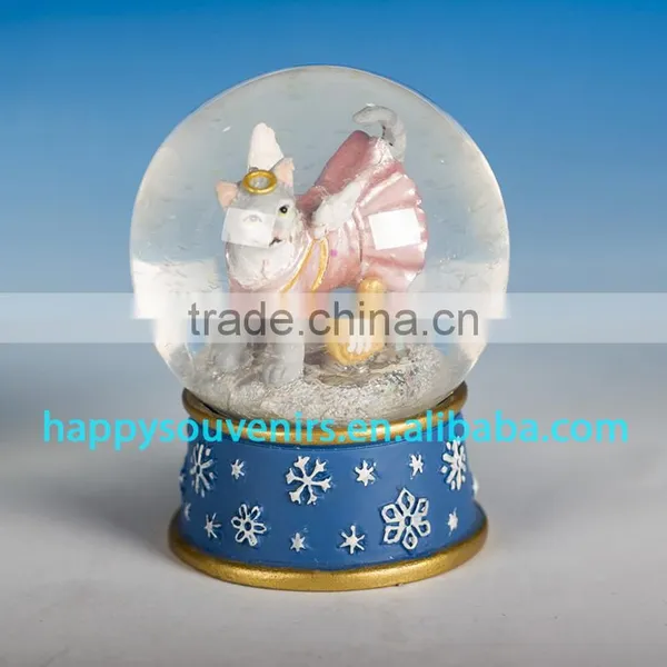 Cute Dog Animal Glass Snow Globe With Polyresin Base Gift Snow Globe Diameter 45mm photo-3
