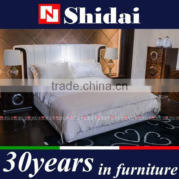 King Size Bed Headboard / French Wood Antique Bed / Upholstery Bed B9016 photo-4