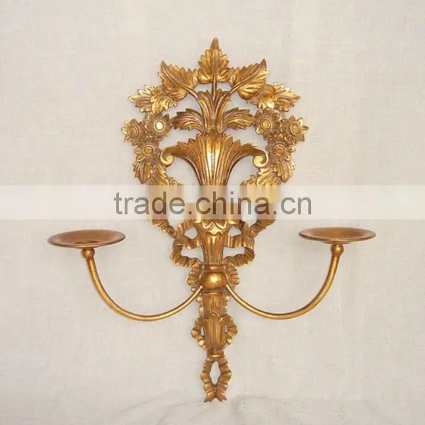 MW-0003-01 Hanging Wall Candle Holder With Metal in Antique Gold and Silver photo-2