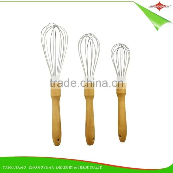 ZY-C1035 8 Inch Stainless Steel Head Egg Whisk Rubber Wood Handle Egg Beater photo-4