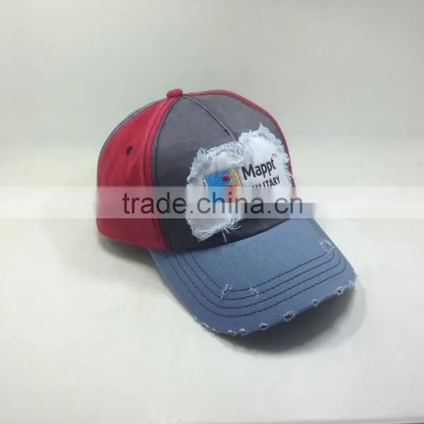 Washed And Distressed Baseball Cap With Embroidery Patch photo-3