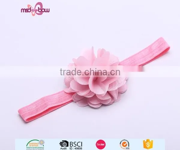 Fashion Small Newborn Baby Girl Pink Flower Elastic Hair Bowknot Headband photo-2