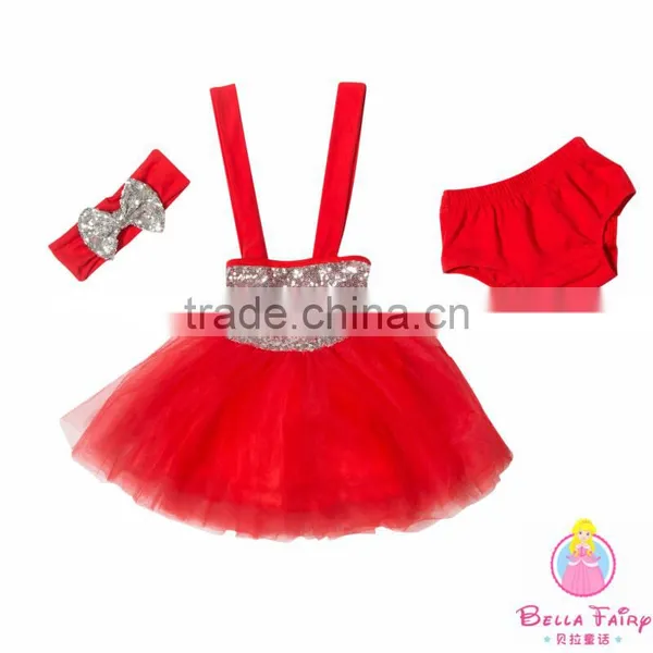 Baby Girls Cotton Sequin Halter Dress Set Girls Party Wearing Dress photo-3