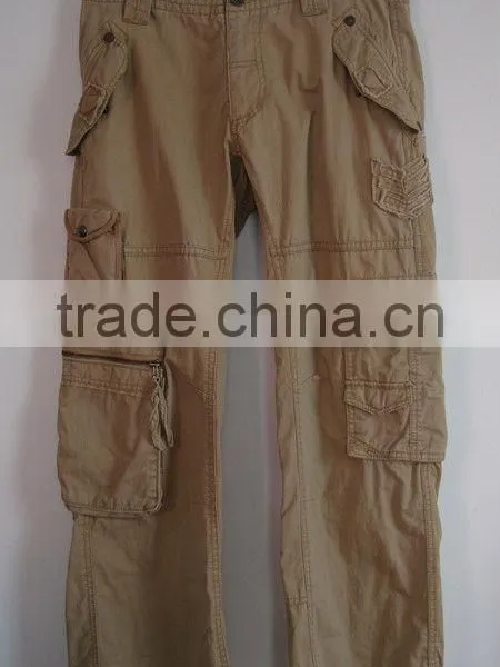 Mens Casual Khaki Baggy Trousers