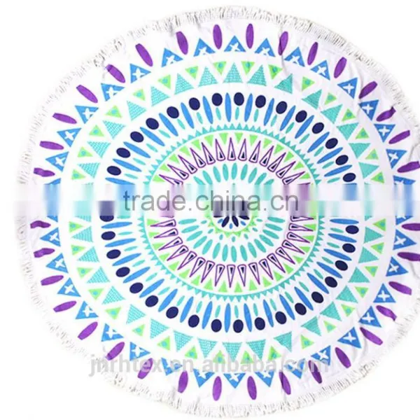 Cotton Custom Reactive Printed Round Beach Towel photo-2