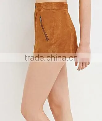 EY0579P Camel 100% Polyester Women Office Shorts 2016 photo-2
