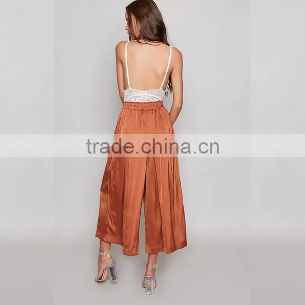 Newest Spring Summer Satin Wide Leg Floaty Pants for Women photo-4