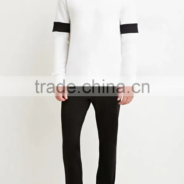 High Quality Black White Colorblocked Cotton-Blend Mens Collar Sweatshirt photo-4