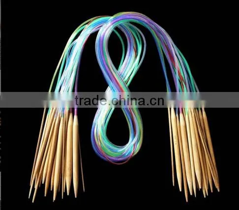 Top Quality Multi-color Plastic Tube Smooth Nature Circular Bamboo Knitting Needles photo-3