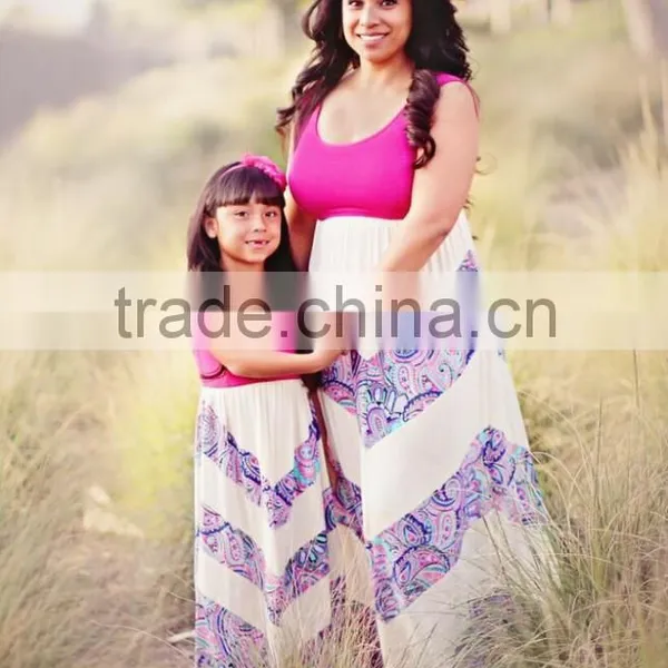 Mommy and Kids Clothing Sets White and Purple Long Dresses photo-4