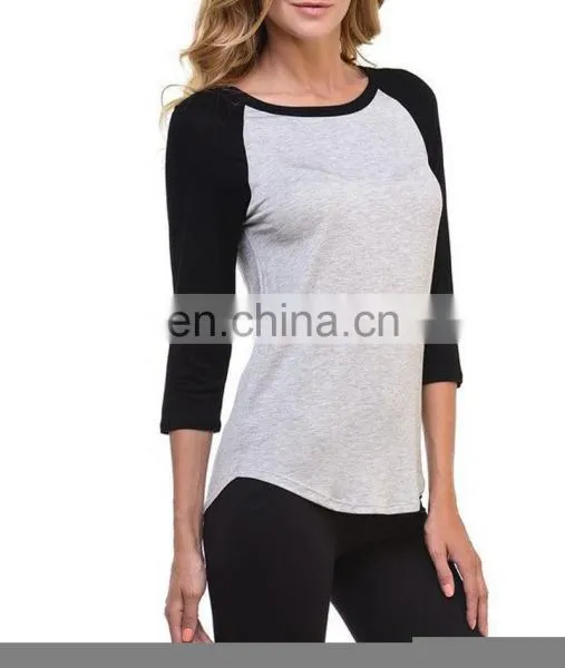 Girl New Raglan Sleeve Baseball Plain Team Sports T-Shirt photo-3