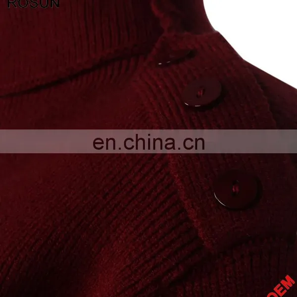 Winter Turtleneck Buttons on Shoulder Pullover Cashmere Sweater photo-6