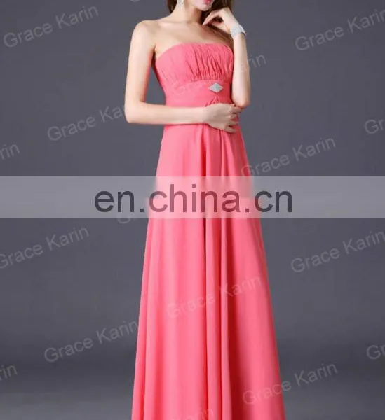 Grace Karin Sexy Strapless Backless Chiffon Long Bridesmaid Dresses CL3133-1 photo-2