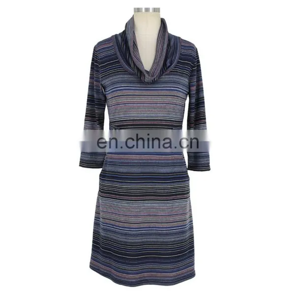 Maple Leaf Print Cowl Neck Autumn Dress Guangzhou Clothing photo-5