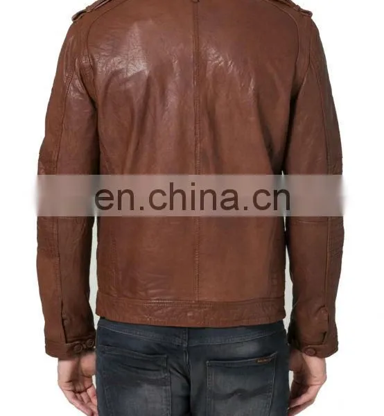 Men High Quality Leather Jean Pocket Jacket photo-2