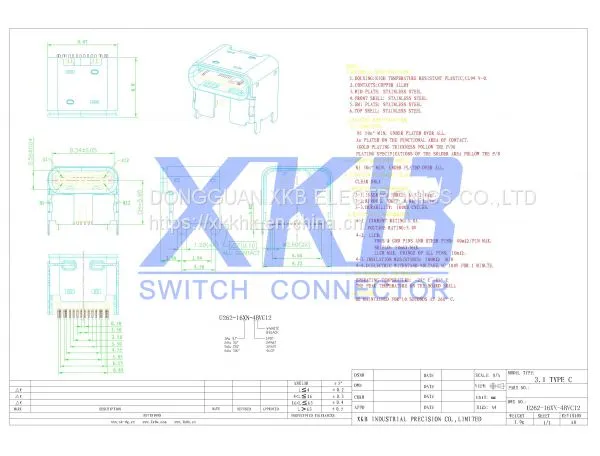 Thickening Type Connector High 4.3MM USB TYPE C 3.1 Female 16Pusb Connector photo-2