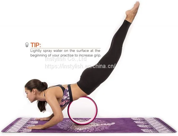 Anti Slip Yoga Pilates Gymnastics Natural Rubber Suede Yoga Mat Printed Mats With Carrying Strap - 2 in 1 Mat and Towel photo-4