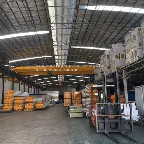 Roof And Wall System Galvanized Metal Sheet Rockwool Sandwich Panel For Workshop photo-3