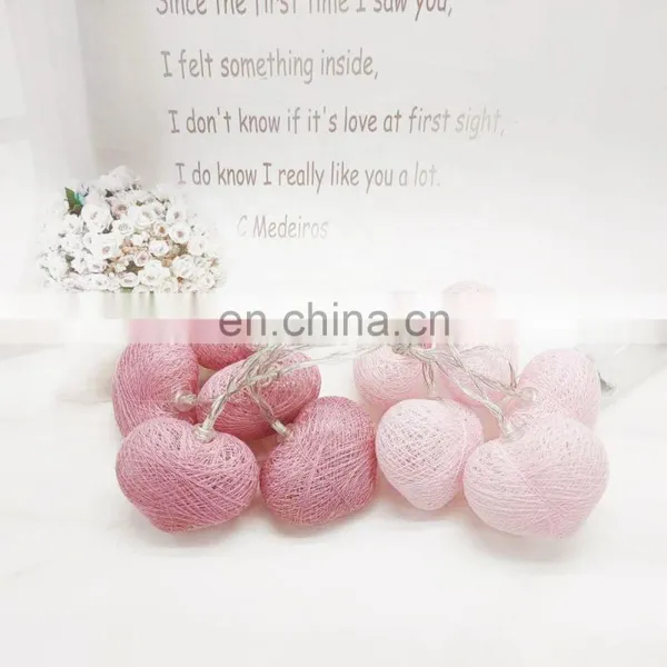 Heart Cotton Ball String Lights Fairy Lights Wedding Party Decor Lamp photo-6