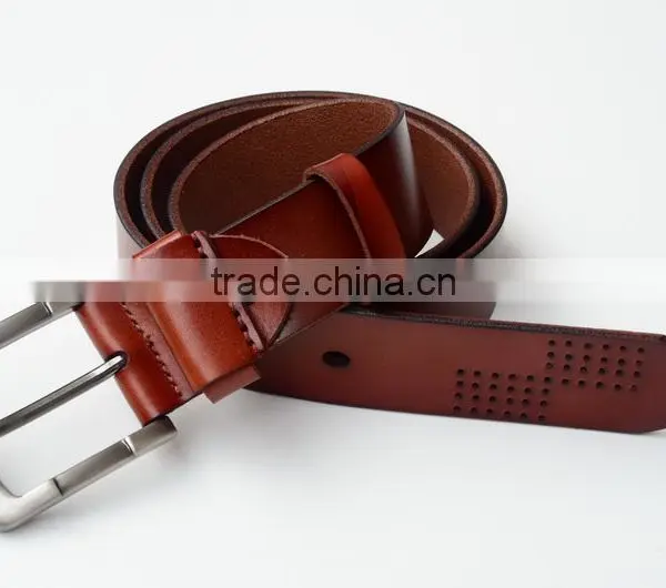 Hot Wholesale New Man's Fashion Split Leather and Full Grain Leather Belt