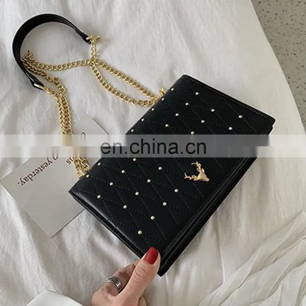 2021 Wholesale Rivets Handbags, Young Lady Purses Popular Shoulder Chain Bags For Women/ photo-3