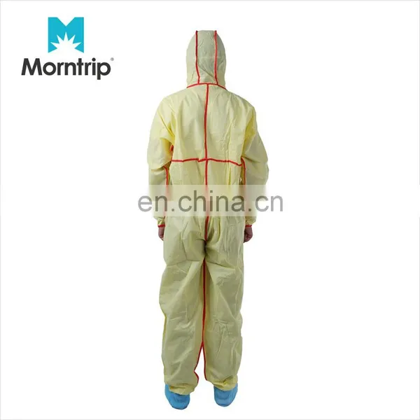 Manufacture Customized 3 Panel Hood Storm Flap With Adhesive Tape Non Woven SMS Microporous Coverall With Bound Seams photo-5