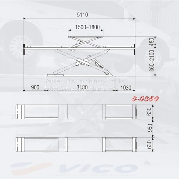 5T / In-Ground Heavy Duty Hydraulic Scissor Jack Car Lift Machine For Parking Garage V-JSZM-D-8350 photo-2