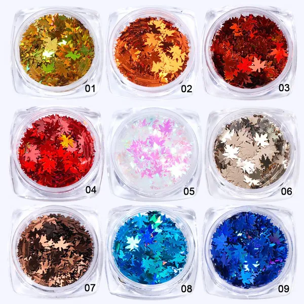 Hot Nail Accessories Autumn Net Red Fantasy Colorful Gradient Maple Leaf Thin Slice Trendy Bottled Nail Sequins photo-2